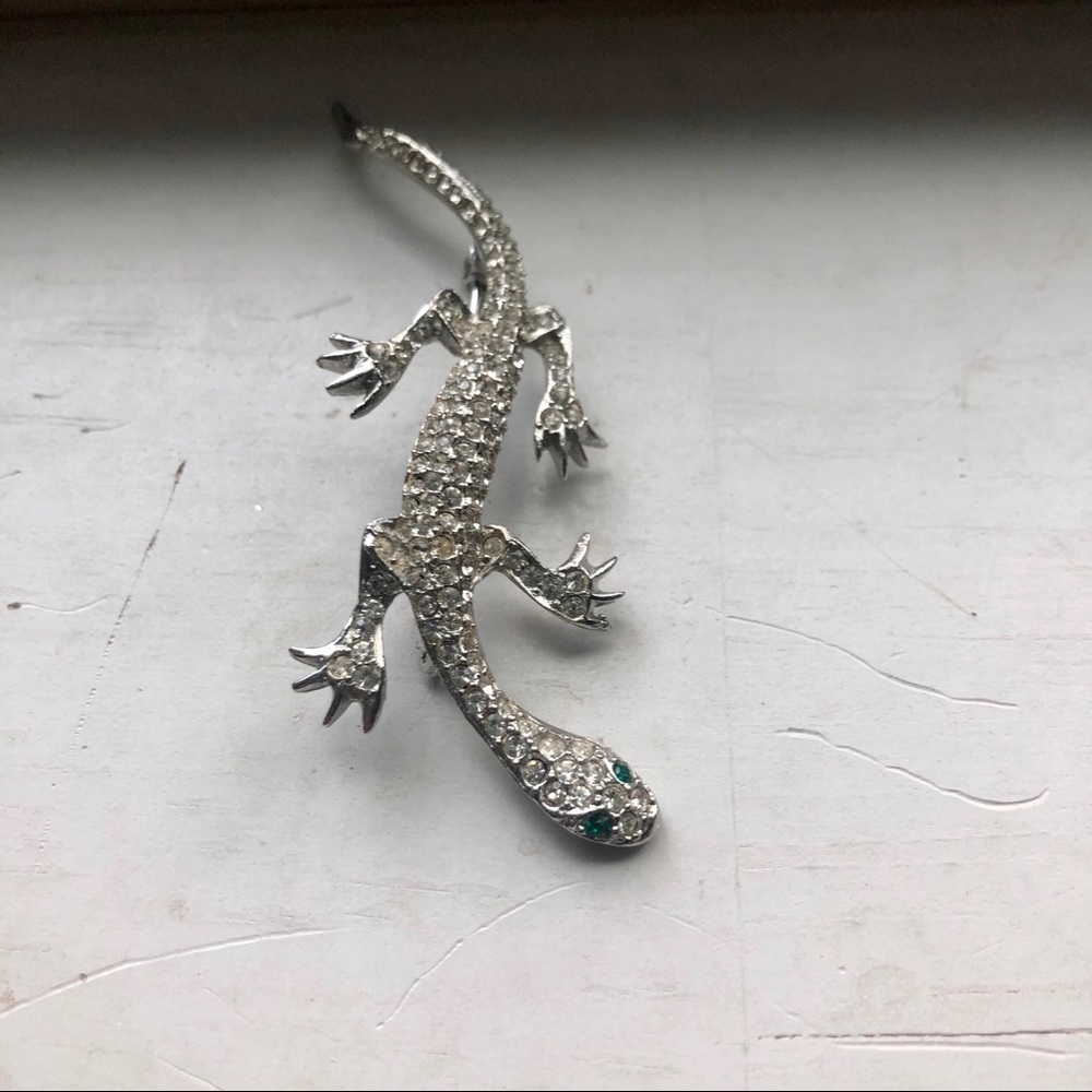 Vintage crystal lizard pin - Picture 3 of 12